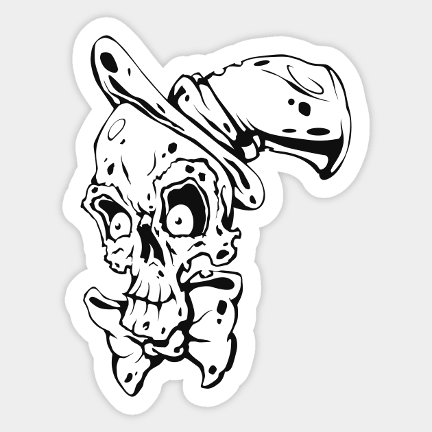 Skull skeleton in hat top hat and bow tie Sticker by BlackOwl